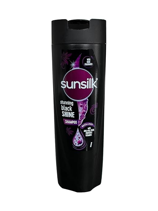 Sunsilk Stunning Black Shine Shampoo, With Amla Pearl Extract, Makes Hair looking Fuller, Moisturised and Shiny, 180 ml