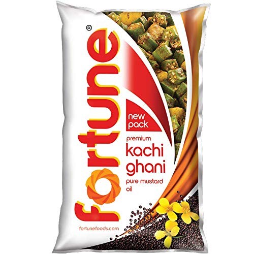 Fortune Kachi Ghani Pure Mustard Oil, 1tr Pouch